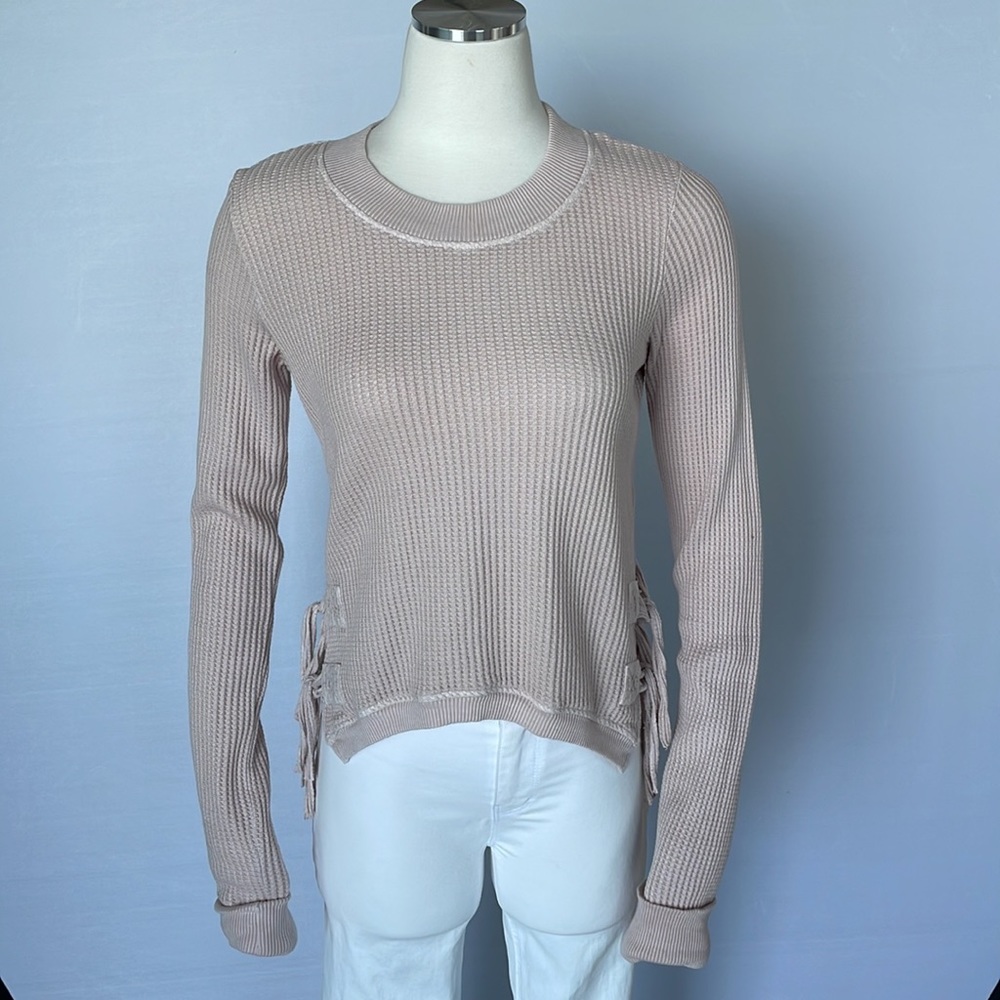 NWOT  Free People Waffle Knit Top Small Beige